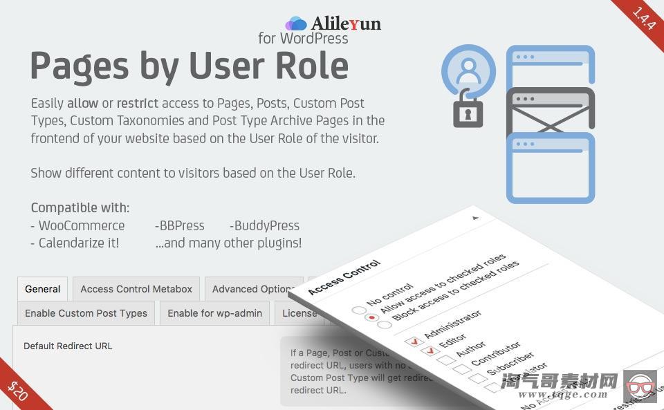 Pages by User Role for WordPress v1.6.1.98877 按用户角色分类页面插件